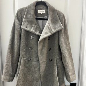 CALVIN KLEIN Mid-Length Coat. Wool peacoat, size 6. Only been worn few times.